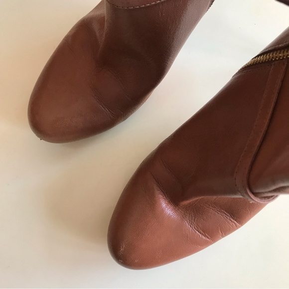 NINE WEST cognac brown booties small heels leather - Picture 3 of 8